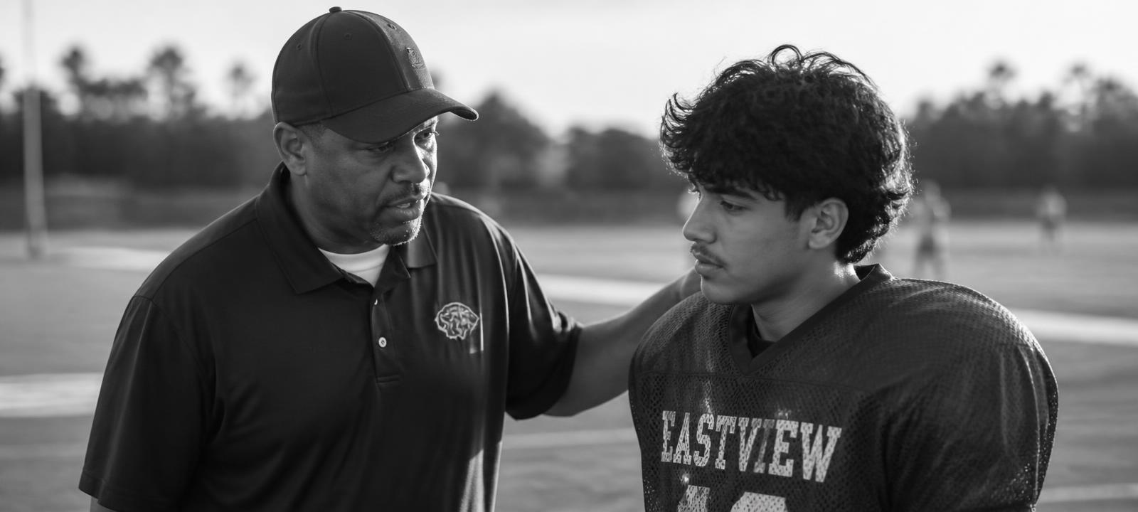 A coach and an athlete in a quiet moment of connection